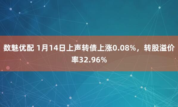 数魅优配 1月14日上声转债上涨0.08%，转股溢价率32.96%